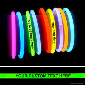 50 x IMPRINTED 8" Glow Light Sticks Bracelets Birthday Party DJ Wedding Favors