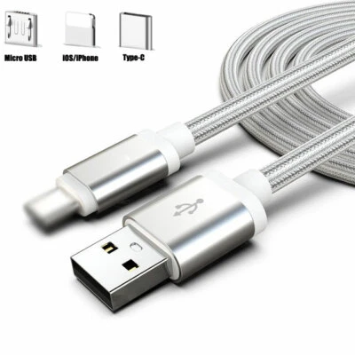1M 2M 3M USB Cable Fit For iPhone iOS 6s 7 8P X 11 Android Type-C Charging Fast - Image 1 of 4