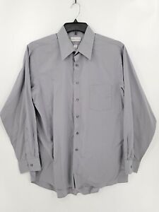 Van Heusen Mens Large Color Grey Short Sleeves Button Up Collared Dress Shirt