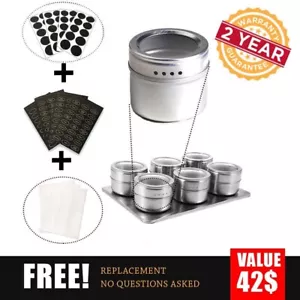Magnetisches Gewürzregal platzsparende Gewürzgläser Gewürzbehälter für Kühlschrank Pack-12 - Bild 1 von 13