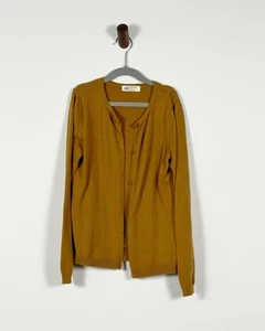H&M Girls Cardigan Sweater Size 8/10 Mustard Brown Button Front Knit - Picture 1 of 7