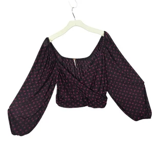 Free People Damen Medium Bauern Goth Hexe Blumen Langarm transparent bauchfreies Oberteil - Bild 1 von 11