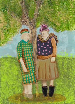 So Pretty Women Portrait Vintage Original ACEO 2.5x3.5 – Folk Art Painting - Image 1 of 3