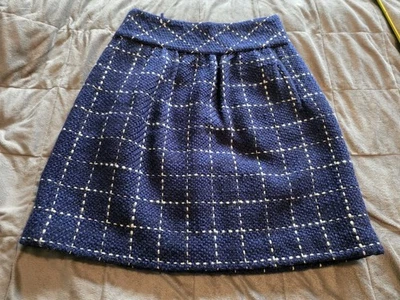 Falda para mujer Maeve by Anthropologie azul y blanco tweed mezcla de lana talla 2 Foto 1 de 4