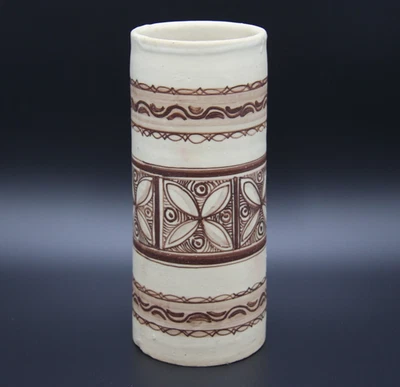 Vintage LA PILARICA Pottery Hand Painted Cylindrical Vase Made in Spain - Image 1 of 4