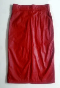 FALDA LÁPIZ LARGA de cuero roja 16 vintage DIANA MARCO para mujer forrada maxi abertura trasera - Imagen 1 de 14