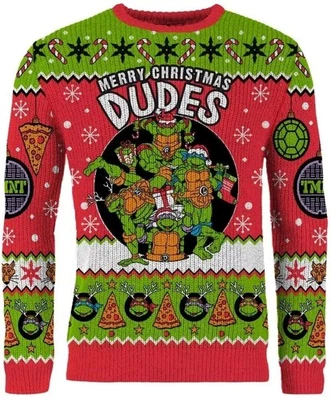 Teenage Mutant Ninja Turtles Heroes In A Half-Sled Ugly Christmas Sweater BG - Image 1 of 3