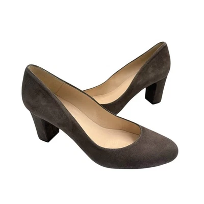 L.K. Zapatos de salón Bennett 6,5 Sersha marrón gamuza cuero punta redonda tacón bloque sin cordones Foto 1 de 4