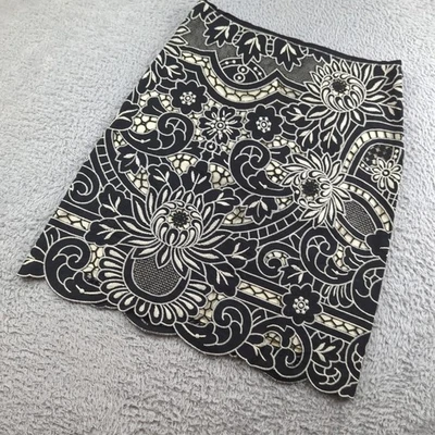 Falda Vintage Y2K Vivienne Tam Mujer Cintura Talla 27 Negro Blanco Encaje Lino Foto 1 de 4