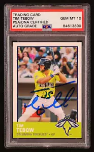 Tim Tebow Signed 2017 Columbia Fireflies Grandstand #25 RC (PSA | Auto Grade 10) - Picture 1 of 2
