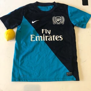 Arsenal Away alternate teal blue Football Shirt Soccer Jersey Boys Kids Sz L EUC - Picture 1 of 10