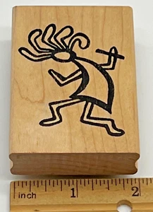 Kokopelli Flötenspieler Gummistempel Tribal Dancing Stempel Oase Southwest - Bild 1 von 3