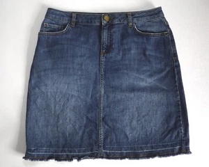 Fat Face Blue Denim Short Skirt Frayed Hem Stretch Size 12 - Picture 1 of 10