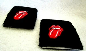 Rolling Stones rote Zungen Armbänder Schweißbänder PAAR - Paar rote Zungenbänder - Bild 1 von 2