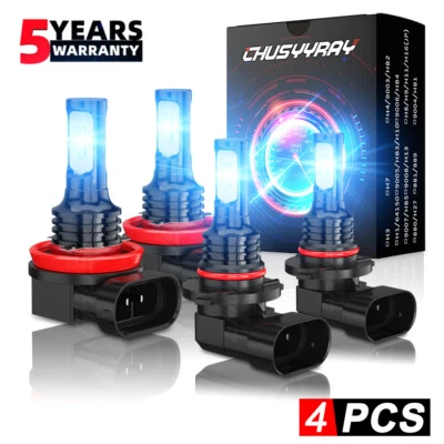 For 2007-2013 Acura MDX -4X LED DRL Daytime Running Light + Fog bulb 8000K Blue - Image 1 of 4