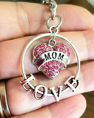 Chaveiro coração de cristal MOM, chaveiro para mãe, presente para mãe, mãe filha, mãe filho - Imagem 1 de 4