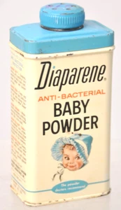 Antique Tin DIAPARENE ANTI-BACTERIAL BABY POWDER CAN 37 Cent Price Date 1961 - Picture 1 of 6