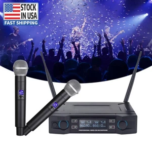 Pro 2 Channel UHF Wireless Dual Microphone Cordless Handheld Mic System US Stock - Picture 1 of 12