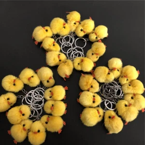 10 pezzi/lotto vera pelliccia di visone pulcino anatra portachiavi pelliccia palla borsa telefono ciondolo bambini regalo - Foto 1 di 10