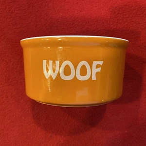Hundenapf (16 Unzen) "WOOF" glasierte Keramik Longhorn orange und weiß innen (neu) - Bild 1 von 6