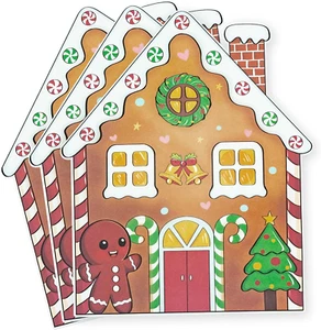 Gingerbread House Shaped Disposable Placemats - 50 Pack for Holiday Decor - Picture 1 of 7