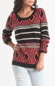 Volcom Black Coral & White Machu Peaches Juniors XS Sweater - Picture 1 of 8