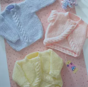 (105) Strickmuster - Baby Aran Jacke Bolero Pullover 16 Zoll-22 Zoll 0-18 Monate - Bild 1 von 5