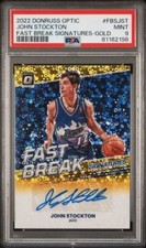 2022 Donruss Optic John Stockton Fast Break Signatures Gold / PSA 9 / SR 03/10