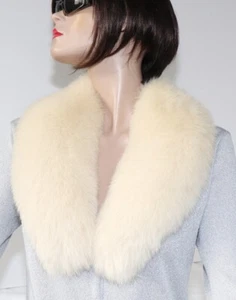 Pelz Schal Shadowfuchs Kragen Fell Besatz Hochzeit Braut Mantel Vanille Creme - Bild 1 von 4
