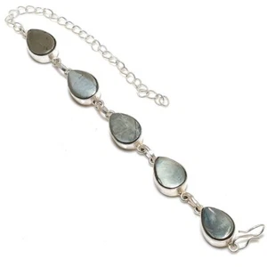 Pyrite Agate Gemstone Handmade 925 Silver Bracelet 7-8" R-5465 - Picture 1 of 1