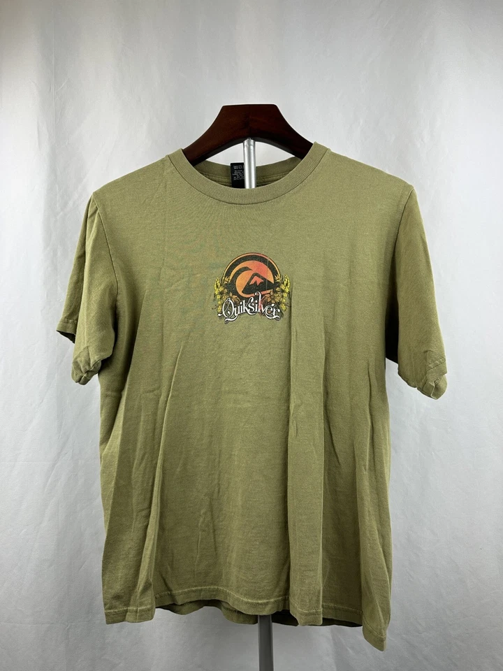 Quicksilver Boys Moss Green Weathered Classic Shirt 100% Cotton Size Large - Image 1 of 4