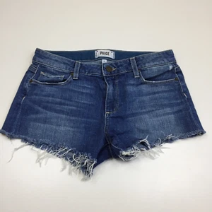PAIGE Robyn Wash KEIRA Short Raw Frayed Hem Distressed Denim Shorts Womens sz 26 - Picture 1 of 9