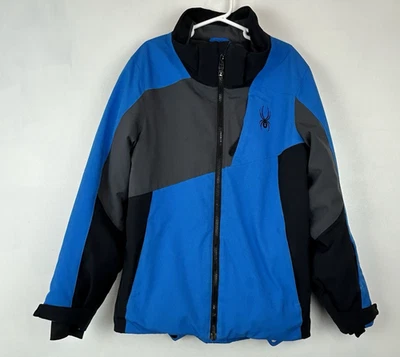 Spyder Ski Jacket Coat Boys 10 Blue Black Snowboard Winter Warm Cozy Read - Image 1 of 4