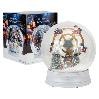 VFM E-STORE Christmas Snow Globe Light Up Blower 25cm x 21cm Ferris Wheel X 1