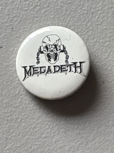 Vintage 1986 Megadeth Button Pin Anstecker - D. Mustaine Copyright - Peace Sells Era - Bild 1 von 3