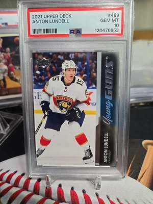2021 Upper Deck Series 2 Anton Lundell Young Guns PSA Gem Mint 10 Panthers - Image 1 of 3
