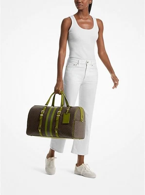 Bolso de fin de semana Michel Kors Bedford Travel extra grande con logotipo de firma a rayas Foto 1 de 4