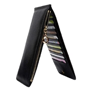 Women's RFID Blocking Genuine Leather Multi Card Organizer Wallet with Zipper... - Picture 1 of 8