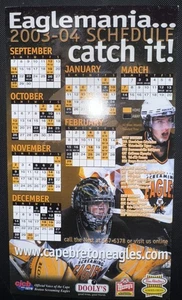 2003-04 CAPE BRETON SCREAMING EAGLES QMJHL HOCKEY MAGNET SCHEDULE DOOLY'S/WENDYS - Picture 1 of 1