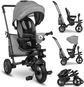 Poussette Tricycle 1,5 à 5 ans Grise 25 kg Max Porte-gobelet Siège Pivotant 180° - Photo 1/9