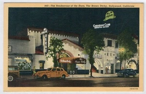 843 - The Brown Derby, Hollywood, California, Postcard, Linen - Picture 1 of 2