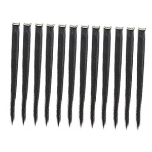 12 Pcs Straight One Color Party Highlights Clip on in Hair Extensions Black-1B - Picture 1 of 6