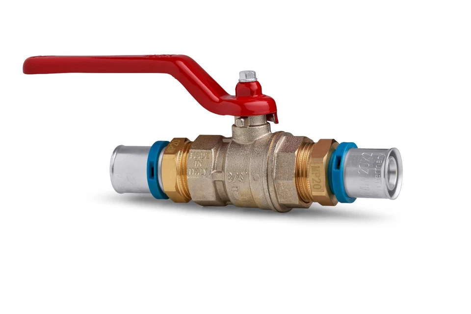 Press Kugelhahn rot Hebelgriff DVGW TH-Kontur Absperrung Alu-Verbundrohr - Bild 1 von 1