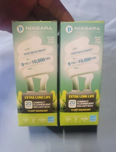 Lot of 2 NIAGARA CONSERVATION Warm WHITE CFL 20 W / 75 W LONG LIFE Light bulb - Picture 1 of 13