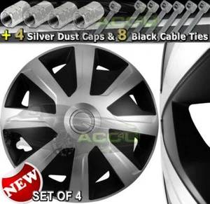 16" Silver Black Motorhome Deep Dish Wheel Trims Hub Caps Covers Set Sim157 - Picture 1 of 12