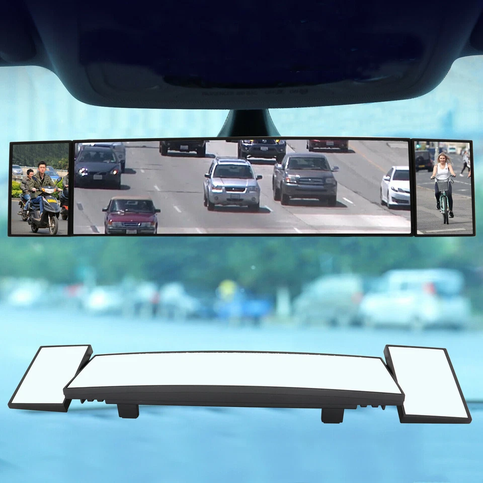 390mm Foldable Car Interior Rear View Mirror Rearview Wide Angle Blind Spot Auto - Image 1 of 4