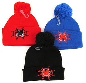 SPIDER Knit Pom Beanie Winter Skull Cap Hat Toddler Baby Infant Back Red Blue - Picture 1 of 19