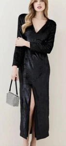 Karen Millen Slinky Velvet Sleeved Maxi Dress BNWT Size 14 RRP£179 - Picture 1 of 10