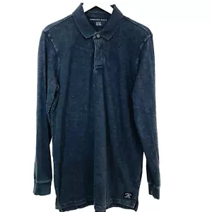 Polo uomo a maniche lunghe American Eagle media altezza texture grigio 100% cotone - Foto 1 di 11