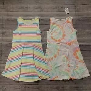 New! Girl's The Children's Place Tie Dye/Stripes 2pk A-Line Dresses - Picture 1 of 3